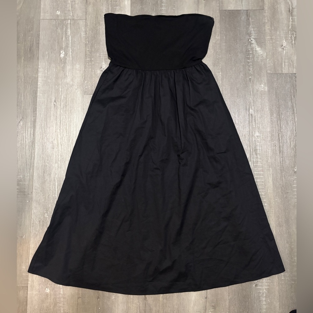GAP Strapless Black Cotton Midi Dress